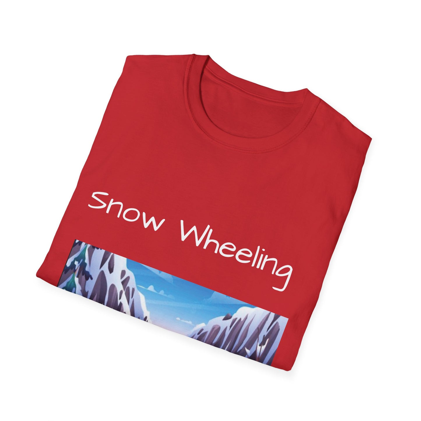Snow Wheeling with Lucy T-Shirt, Off Roading Adventure Apparel, Colorado Jeep Lover Shirt, Mountain Desert Travel Tee, Unisex Softstyle Top