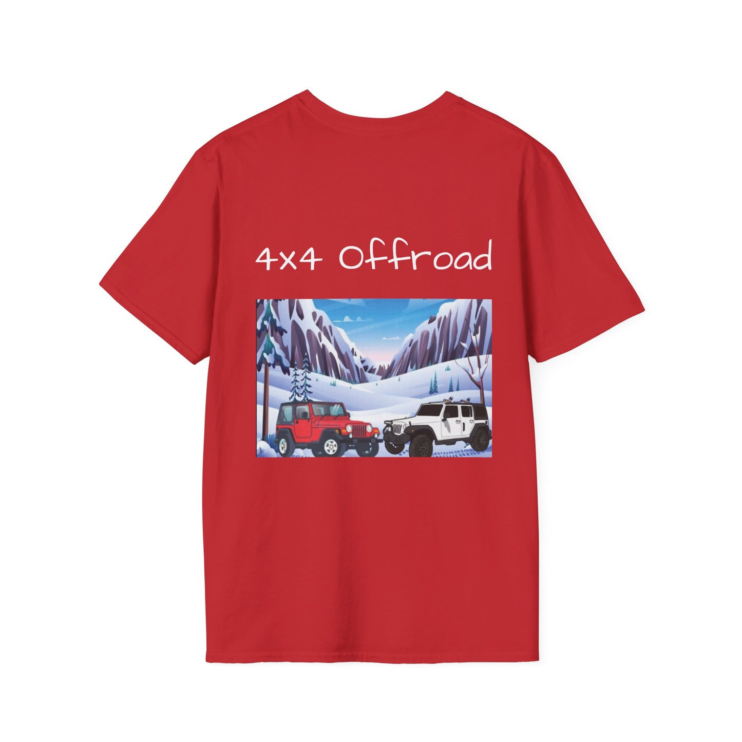 Snow Wheeling with Lucy T-Shirt, Off Roading Adventure Apparel, Colorado Jeep Lover Shirt, Mountain Desert Travel Tee, Unisex Softstyle Top