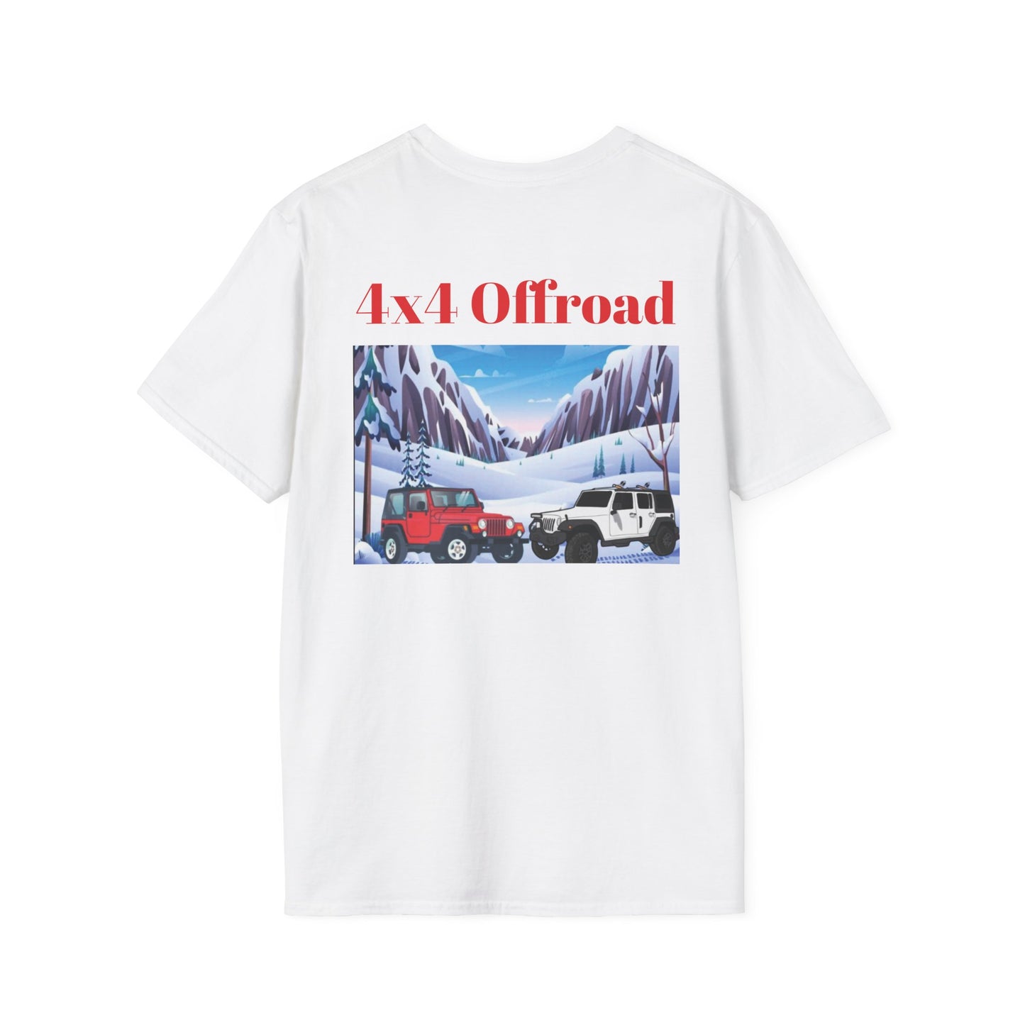 Snow Wheeling with Lucy T-Shirt, Off Roading Adventure Apparel, Colorado Jeep Lover Shirt, Mountain Desert Travel Tee, Unisex Softstyle Top